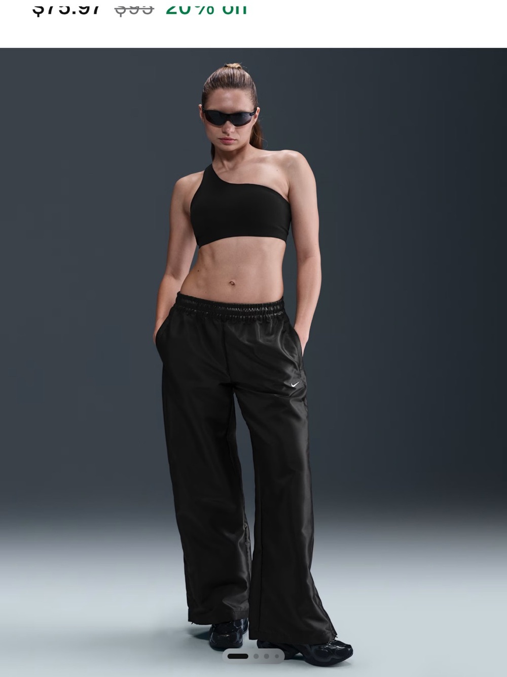 Nike Windrunner Shine Pants. Size medium. Oversized fit mid rise full length